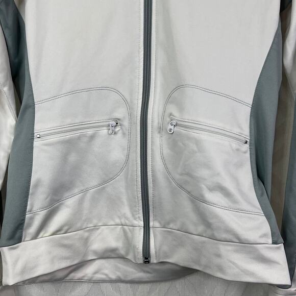 ALO yoga Club Sport Contour White Running Track Jacket Size S - Picture 7 of 12